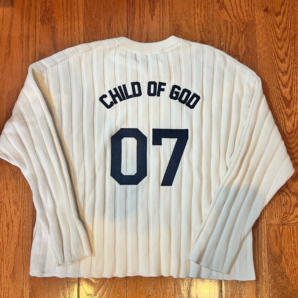 Not yet home ribbed white sweater child of god size large - Picture 4 of 5